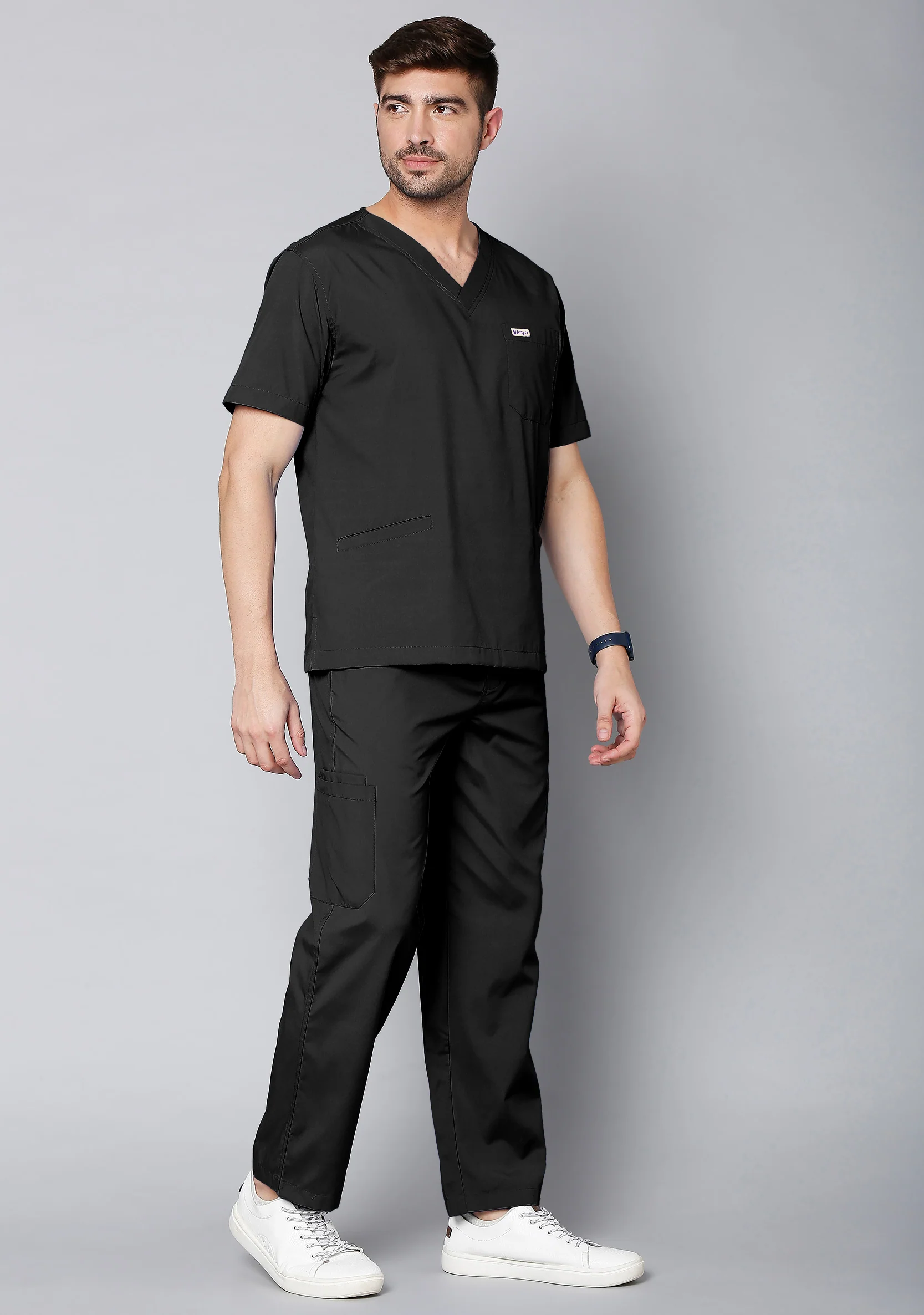 Classic Men's 10 Pocket (Black) Scrub - Image 4