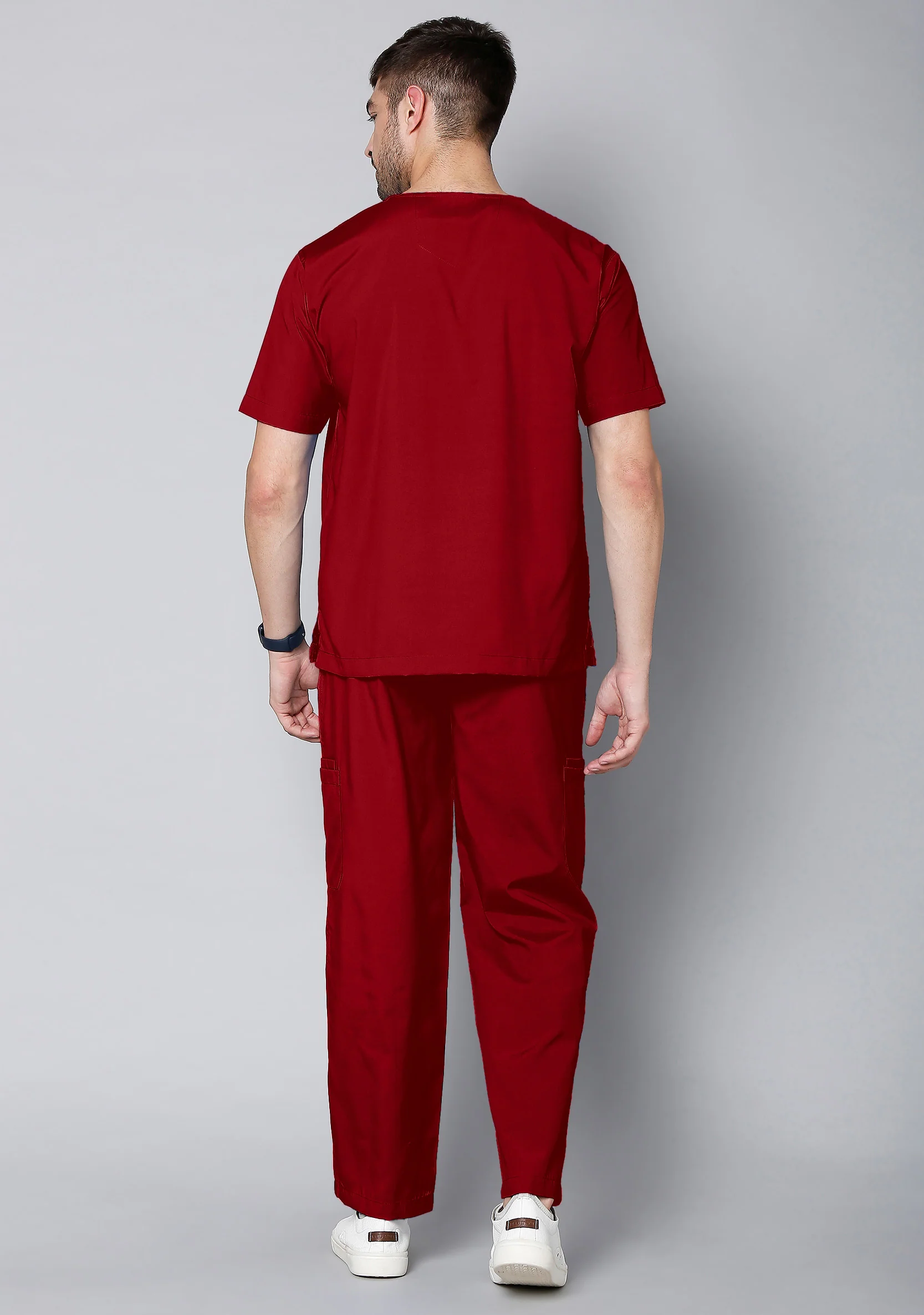 Classic Men's 10 Pocket (Maroon) Scrub - Image 4