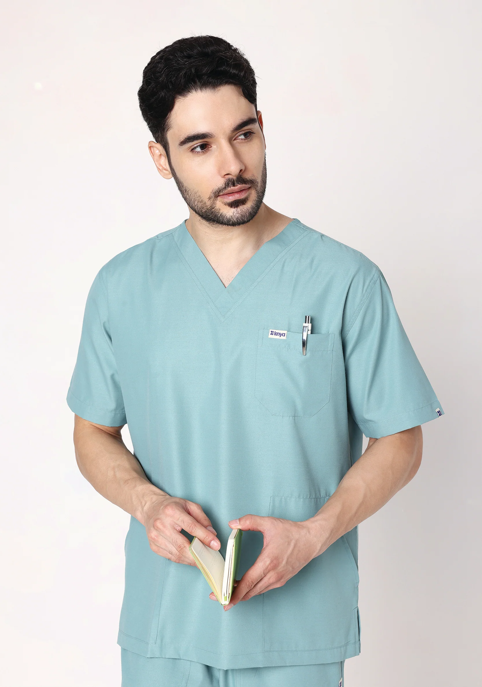 Classic Men's V-Neck (Eucalyptus) Scrub - Image 3