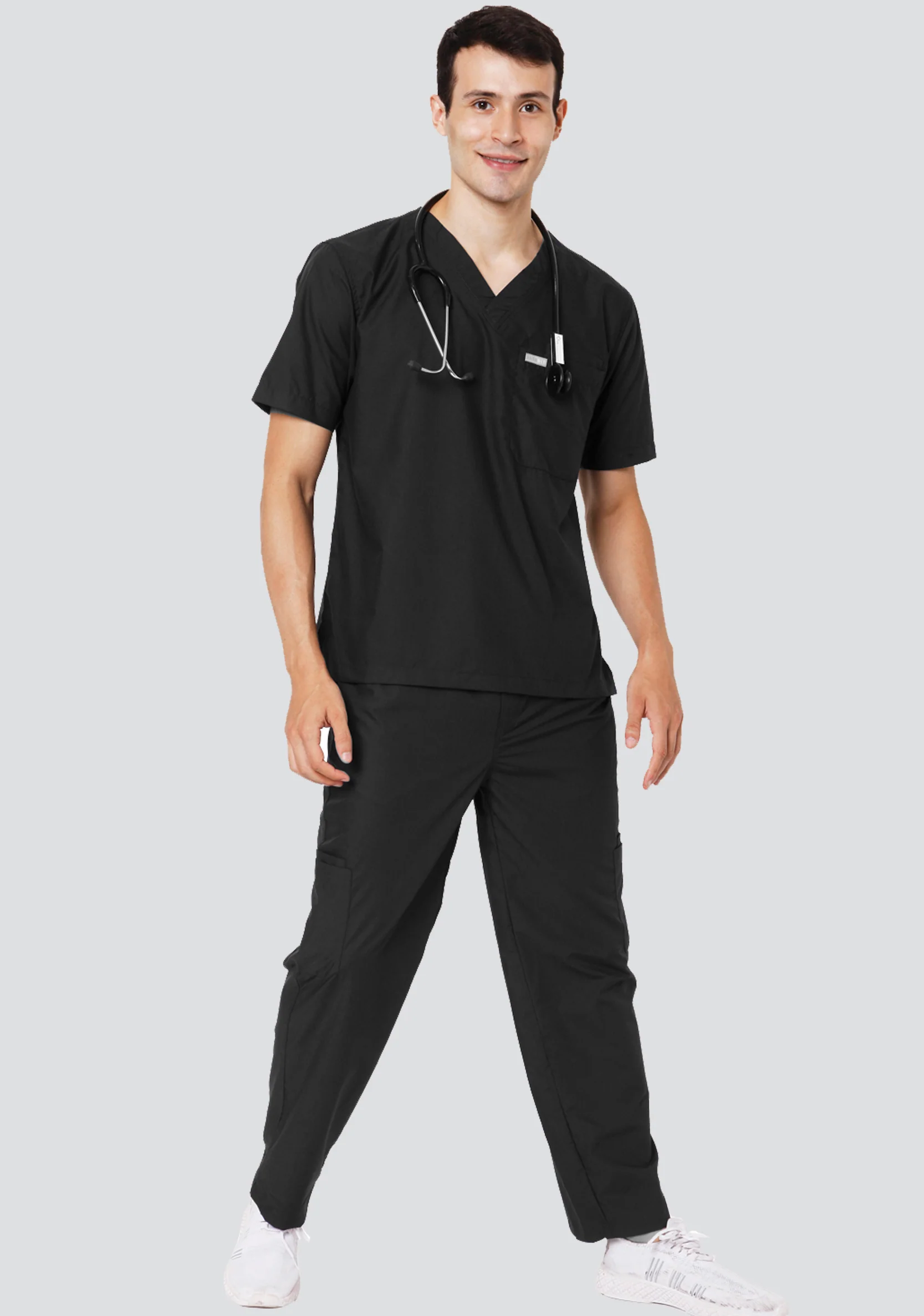 Classic Men's 6-Pocket Essential (Black) Scrub Bottom - Image 3