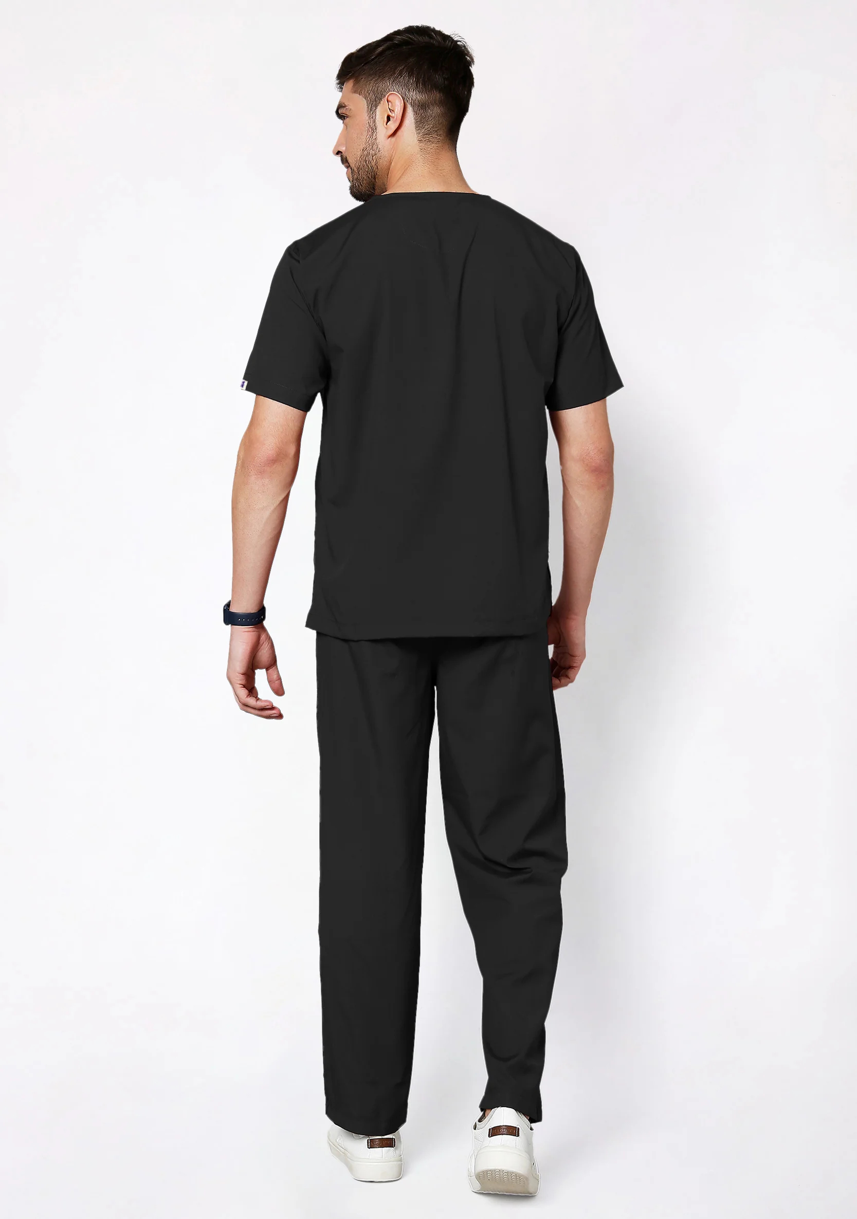 Classic Men's V-Neck (Black) Plus Size Scrub - Image 4