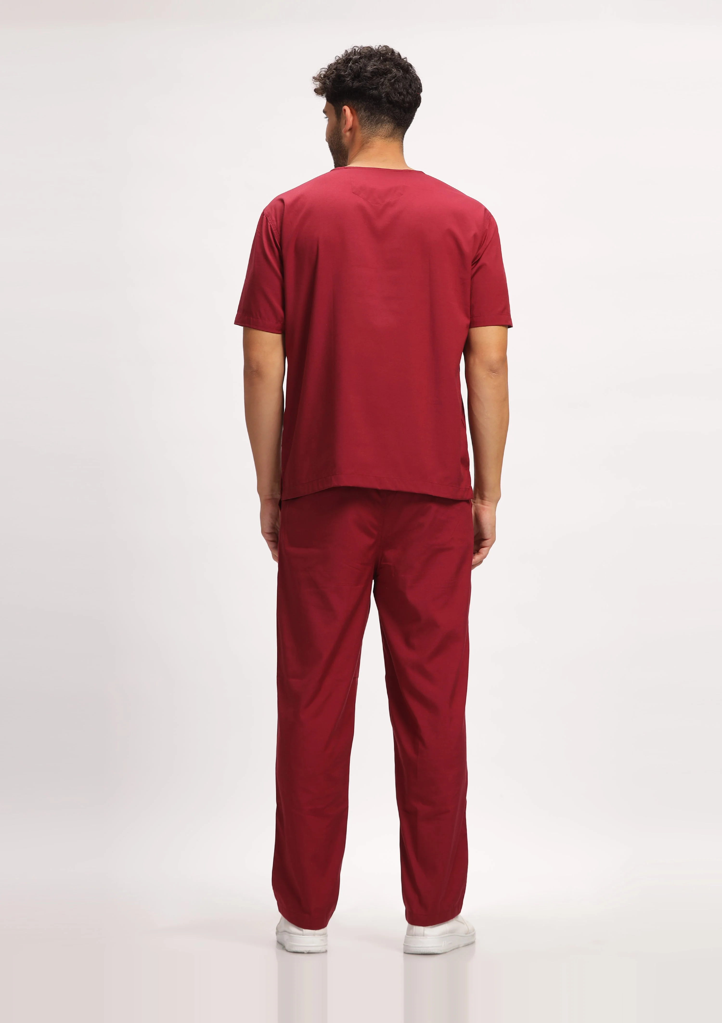 Classic Men's V-Neck (Maroon) Plus Size Scrub - Image 5