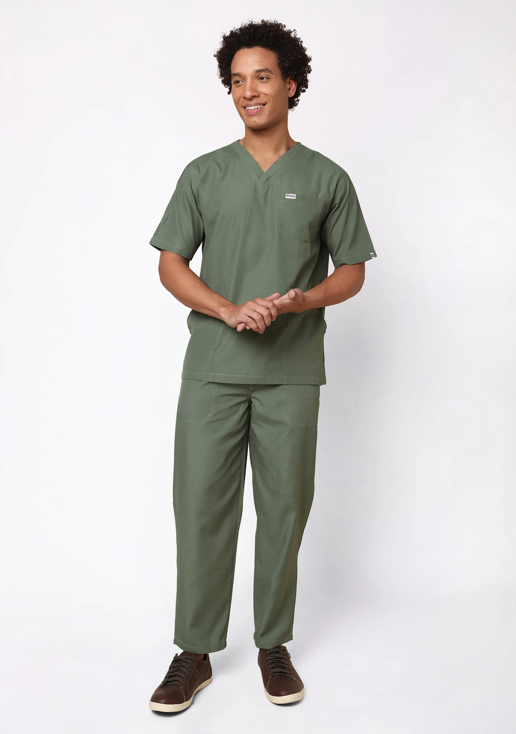 Classic Men's V-Neck (Olive) Plus Size Scrub