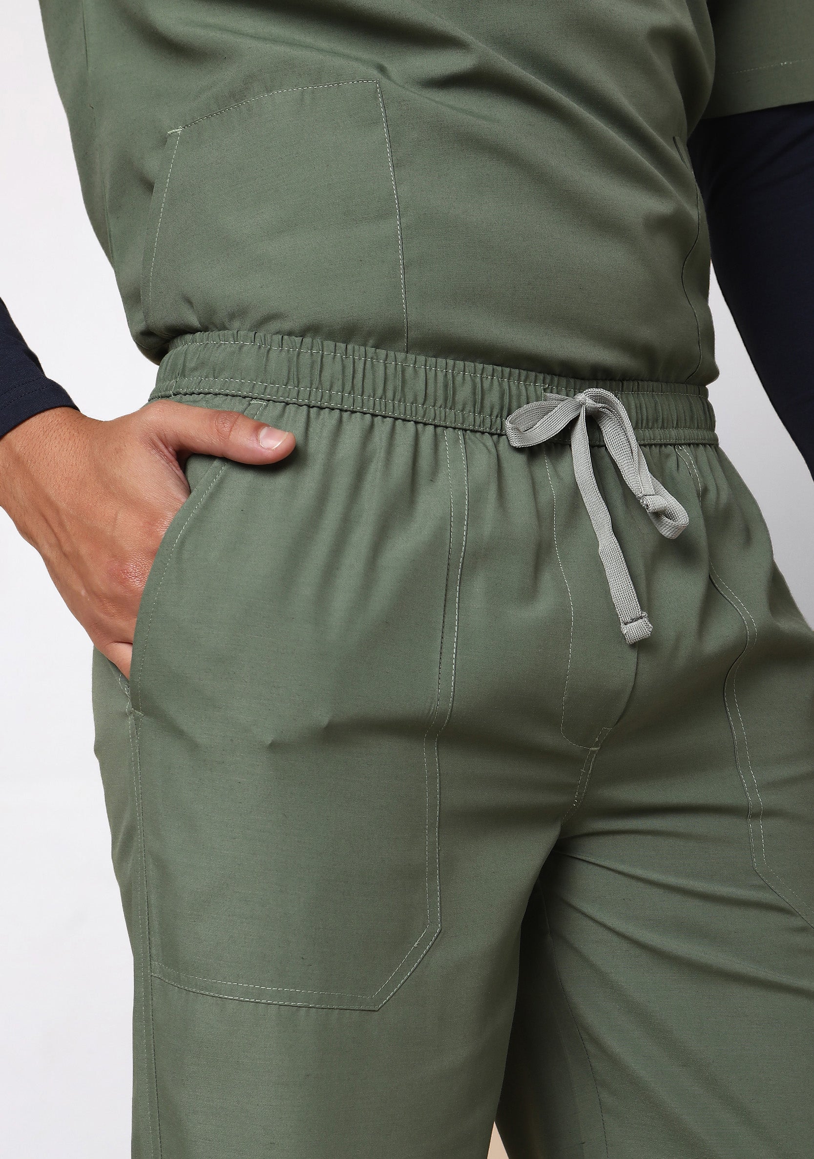 Classic Men's V-Neck (Olive) Plus Size Scrub - Image 4