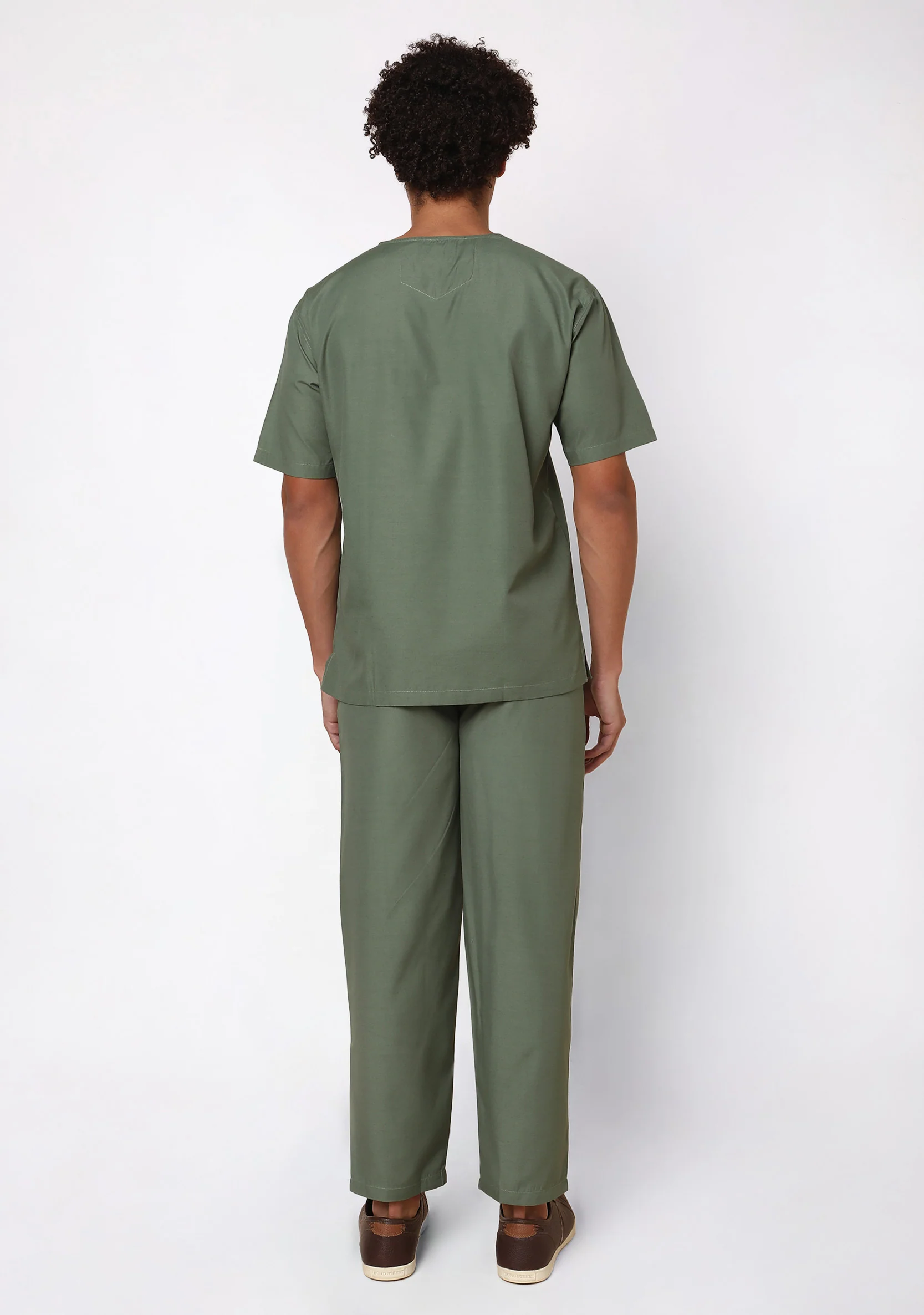 Classic Men's V-Neck (Olive) Plus Size Scrub - Image 5