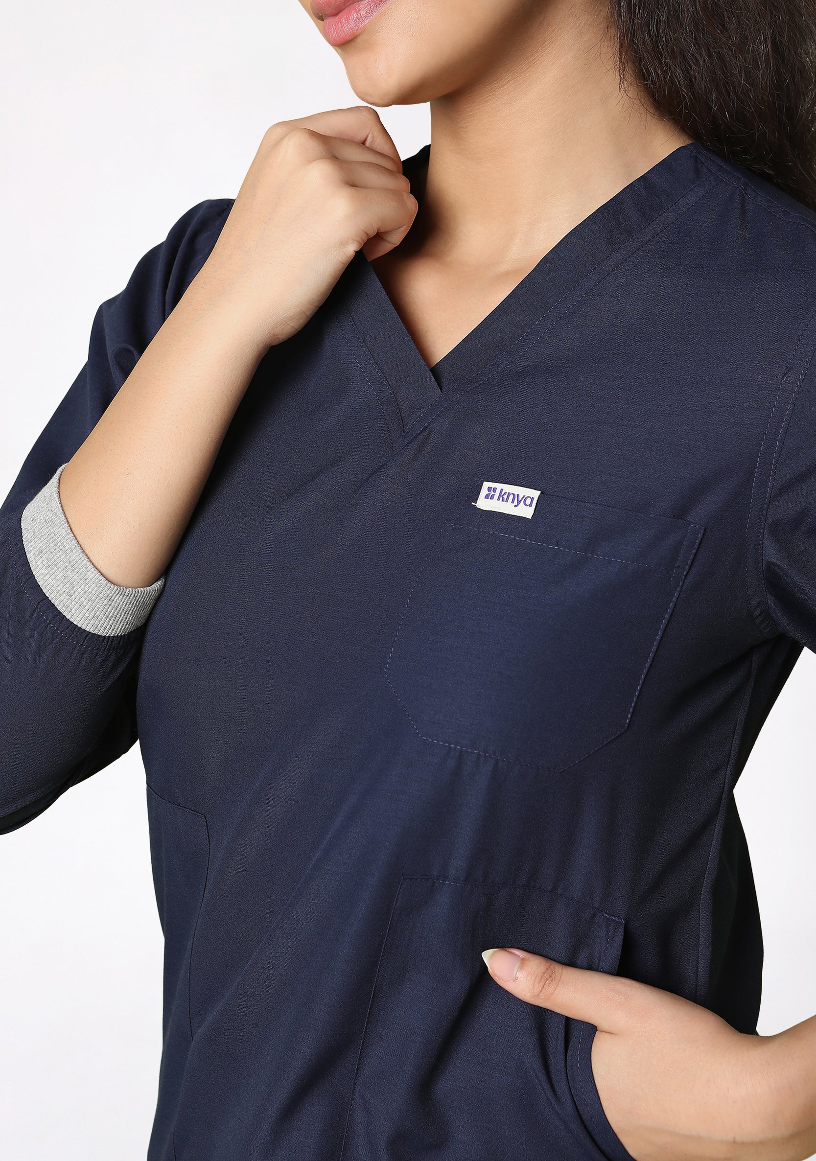 Classic Women's Longsleeves (Navy) Scrub - Image 2