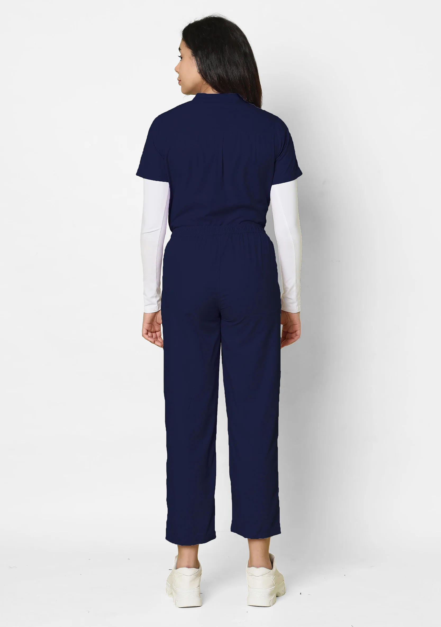 Classic Women's Mandarin Collar (Navy) Scrub - Image 5