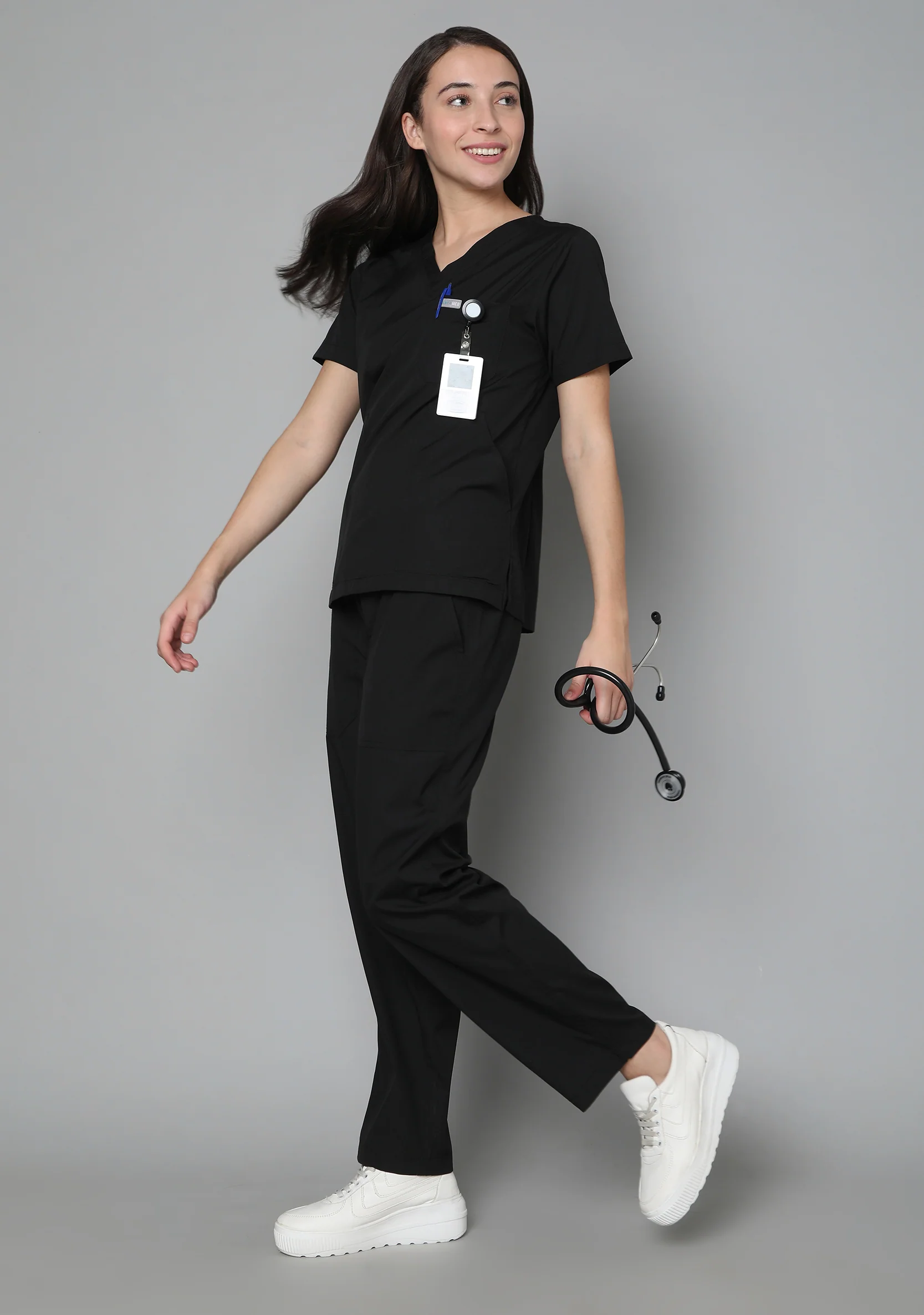 Classic Women's 2-Pocket (Black) Scrub Bottom - Image 2