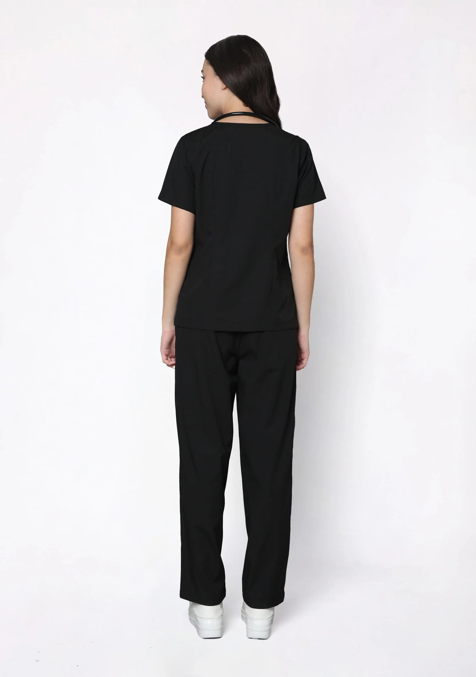 Classic Women's V-Neck (Black) Scrub - Image 6