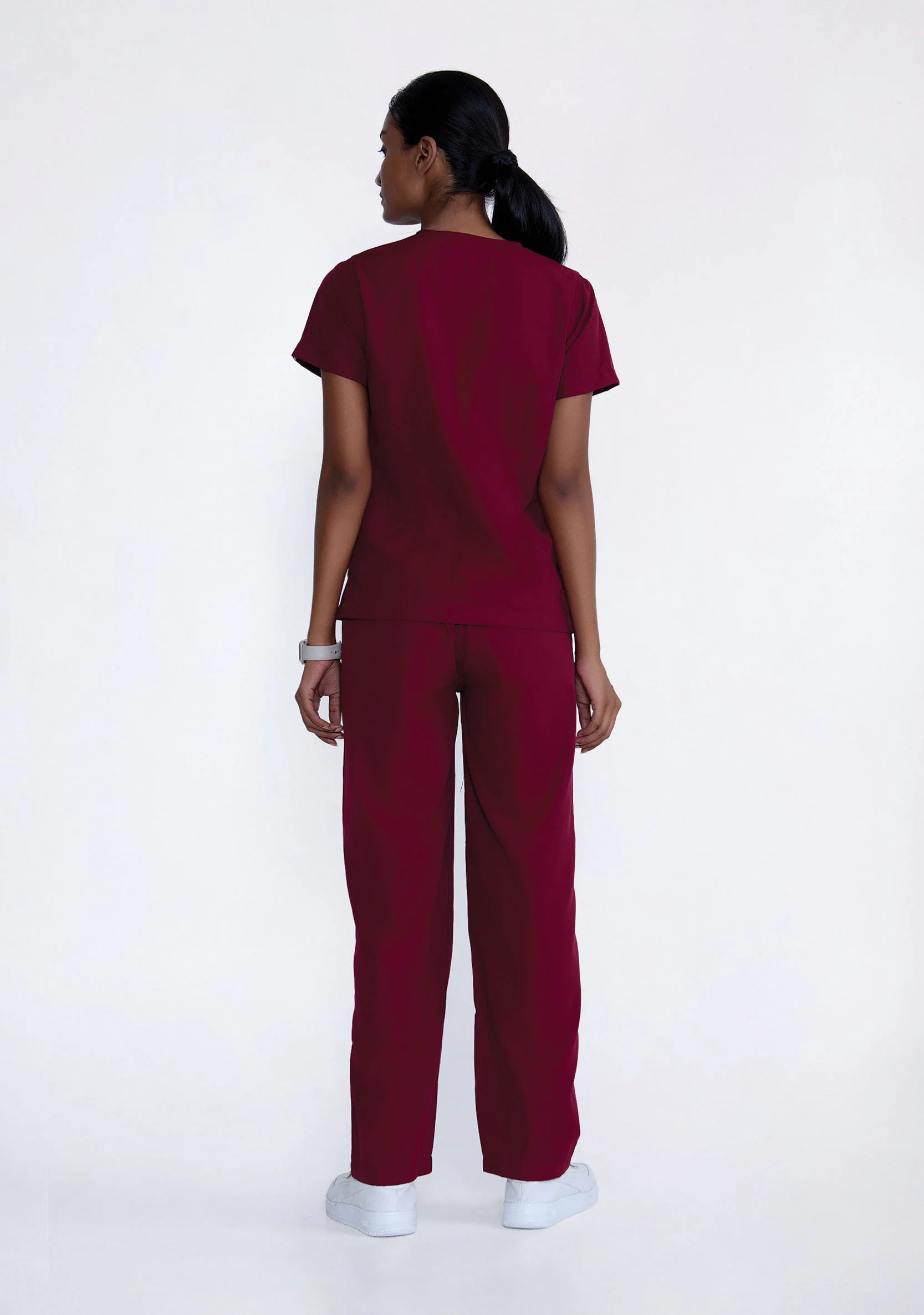Classic Women's V-Neck (Maroon) Plus Size Scrub - Image 4
