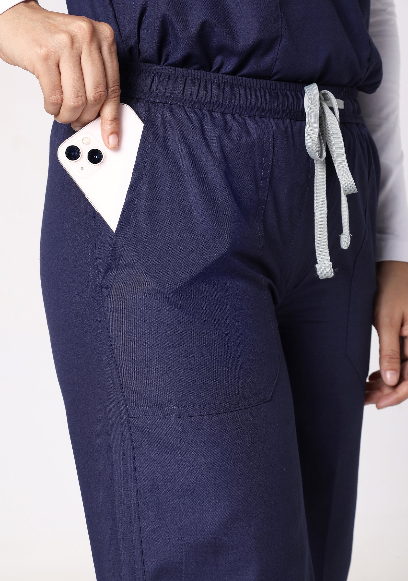 Classic Women's V-Neck (Navy) Plus Size Scrub - Image 3