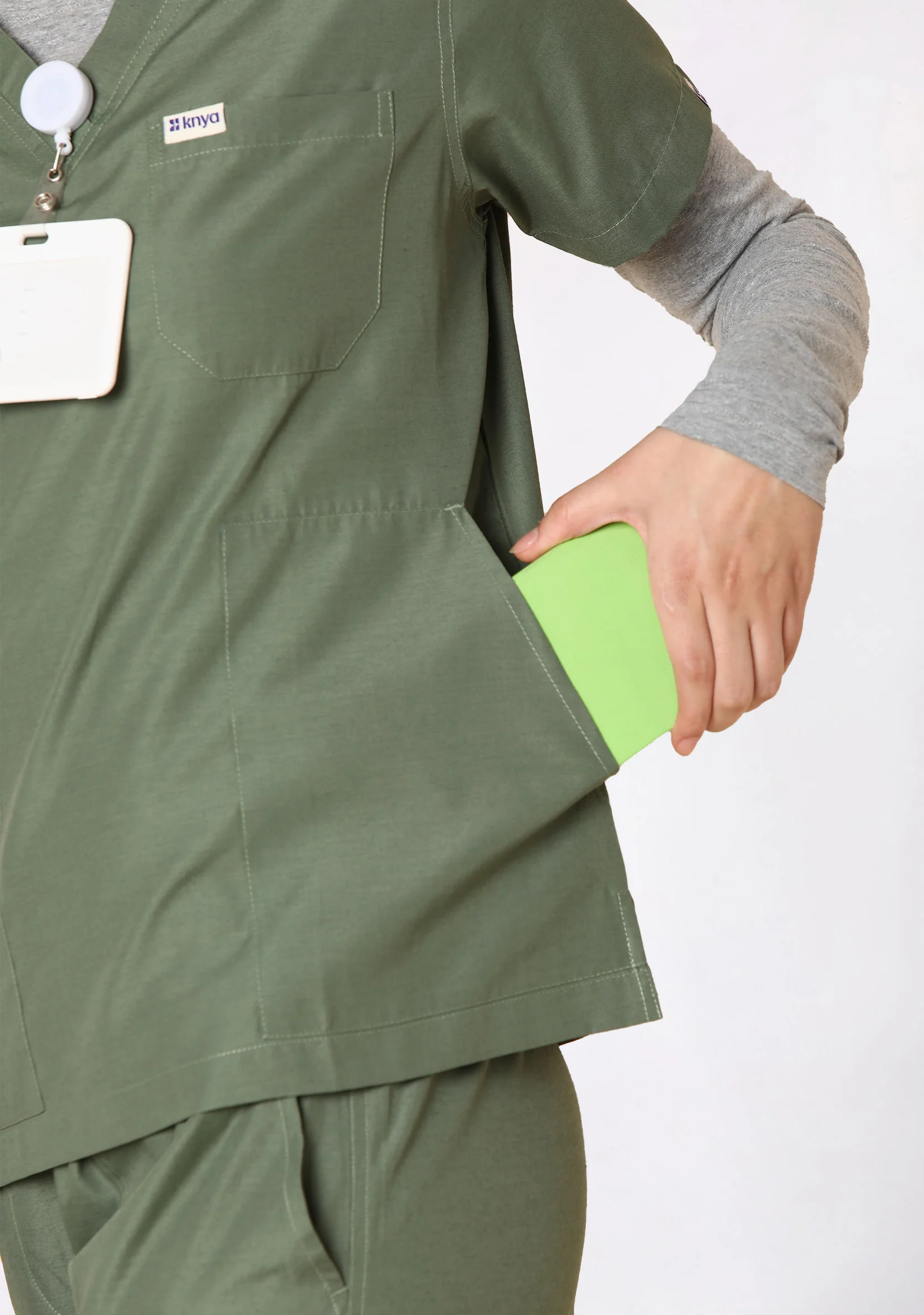 Classic Women's V-Neck (Olive) Plus Size Scrub - Image 3