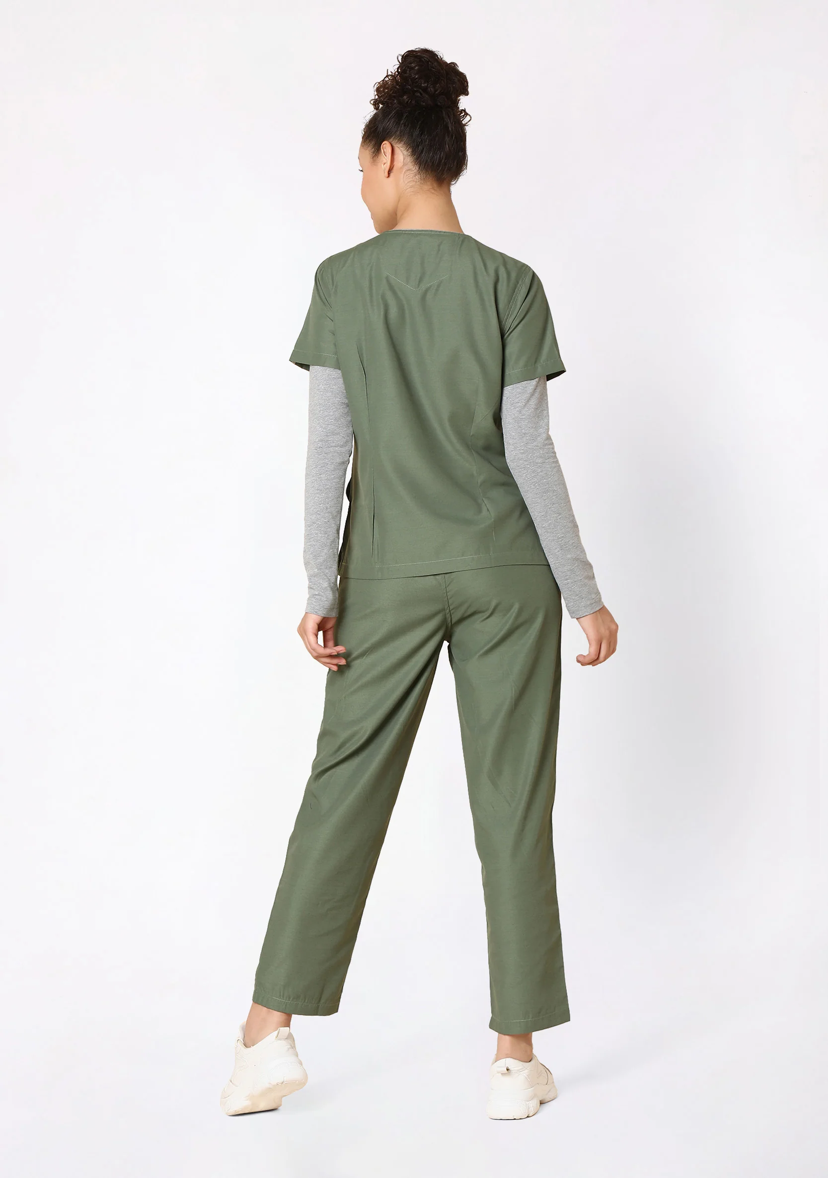 Classic Women's V-Neck (Olive) Plus Size Scrub - Image 5