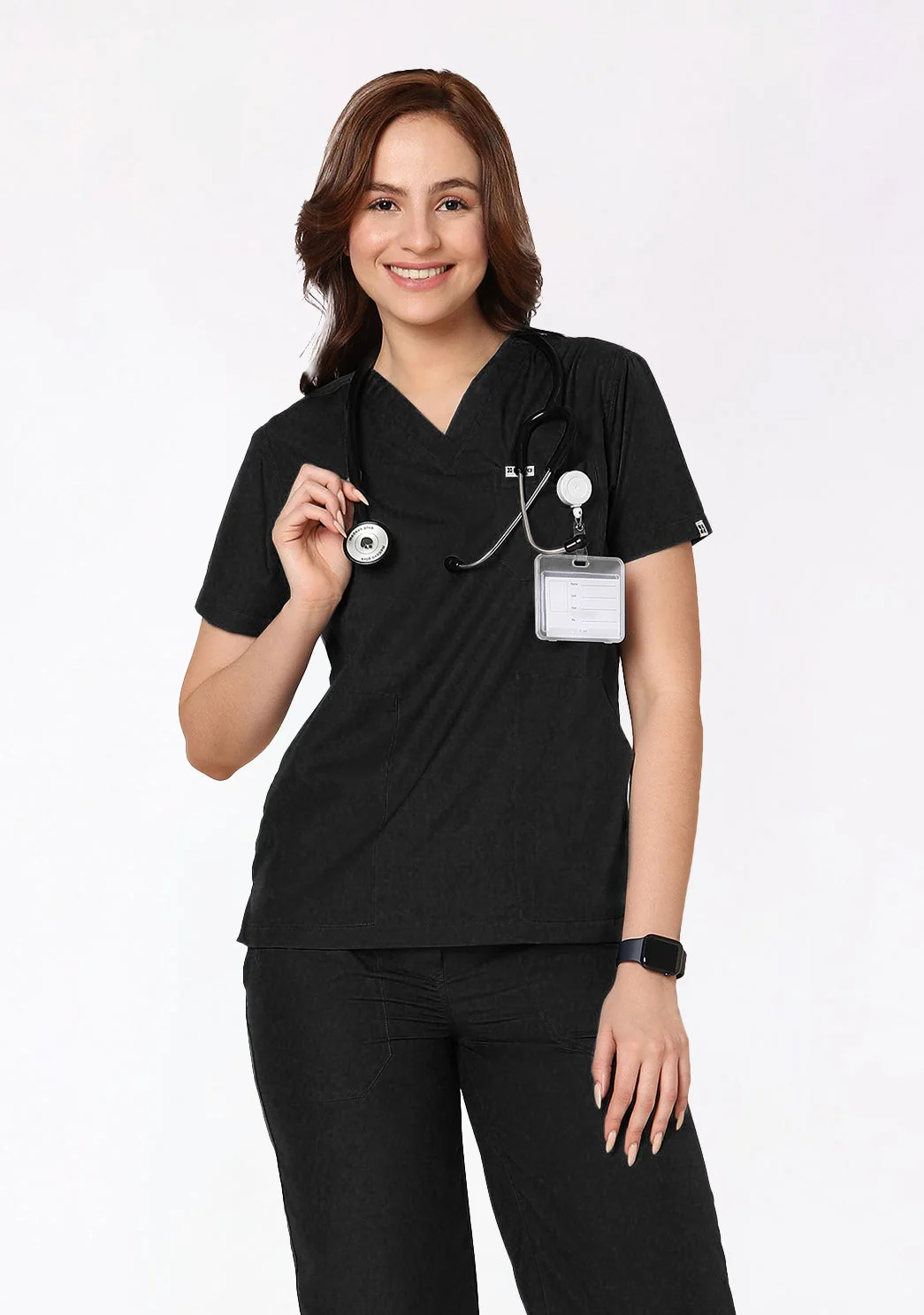 Ecoflex Lite Women's 3 Pocket (Black) Scrub Top