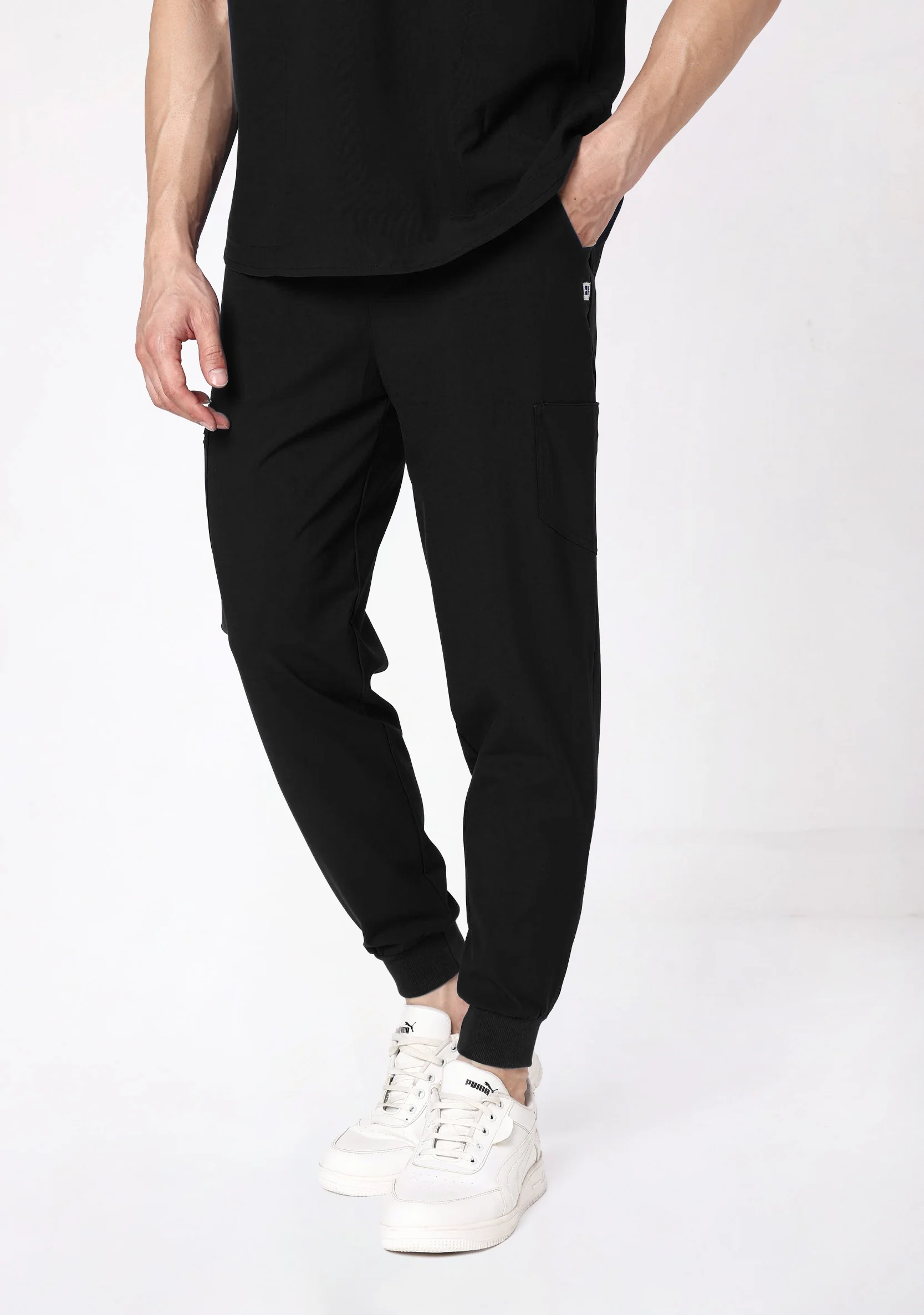 ecoflex™ Men's Mandarin Collar (Black) Scrubs - Image 5