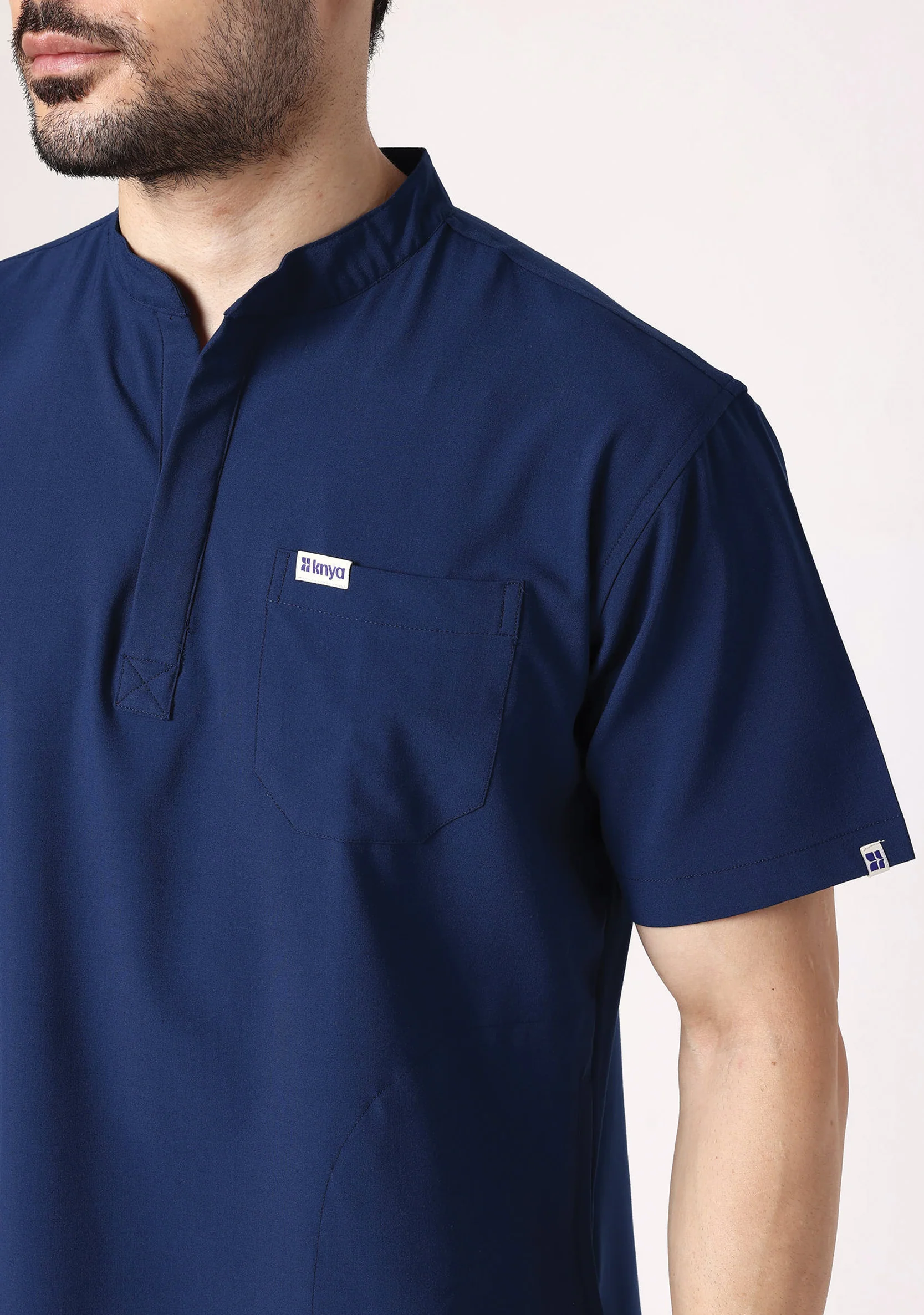 ecoflex™ Men's Mandarin Collar (Navy) Scrubs - Image 3