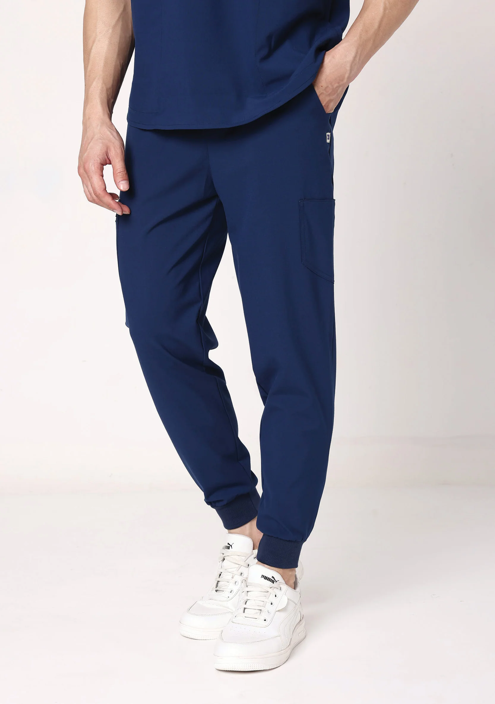 ecoflex™ Men's Mandarin Collar (Navy) Scrubs - Image 6