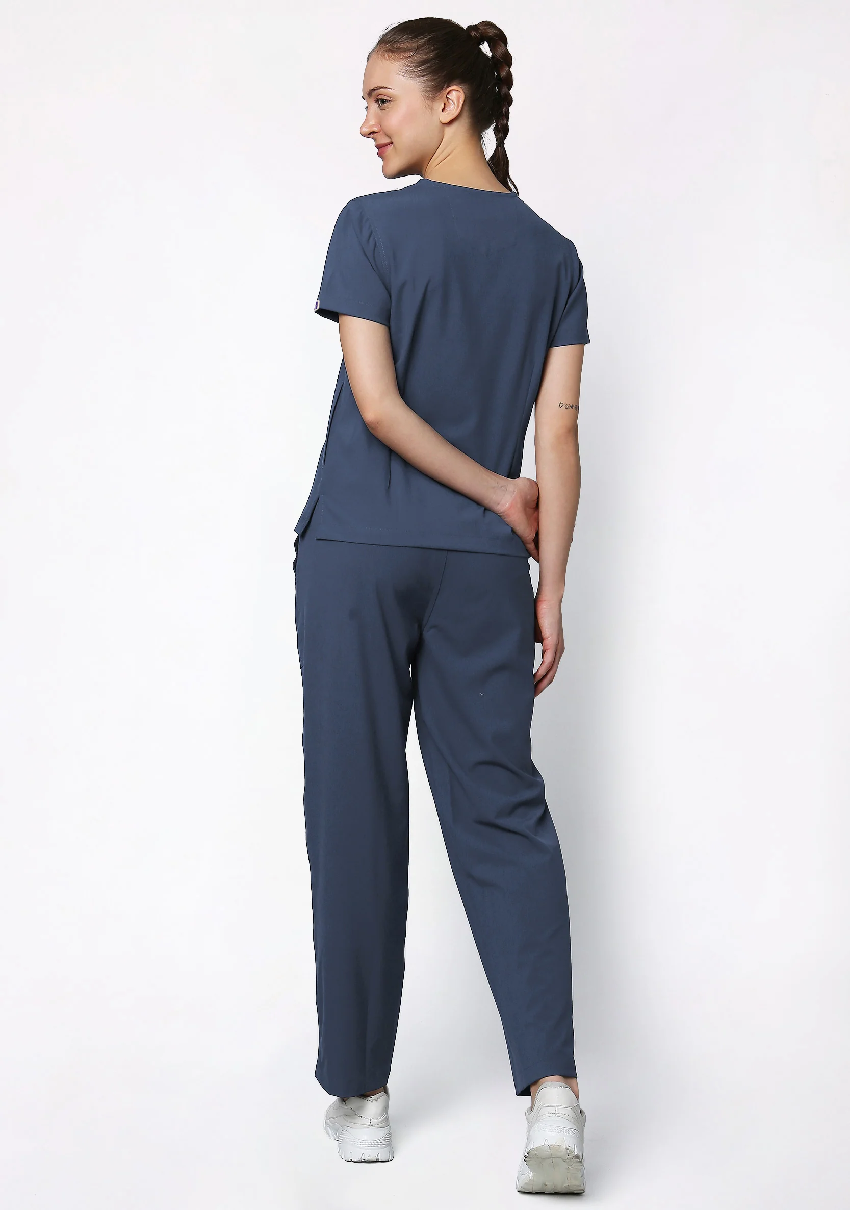 ecoflex™ Women's V-Neck (Steel Grey) Scrub - Image 6