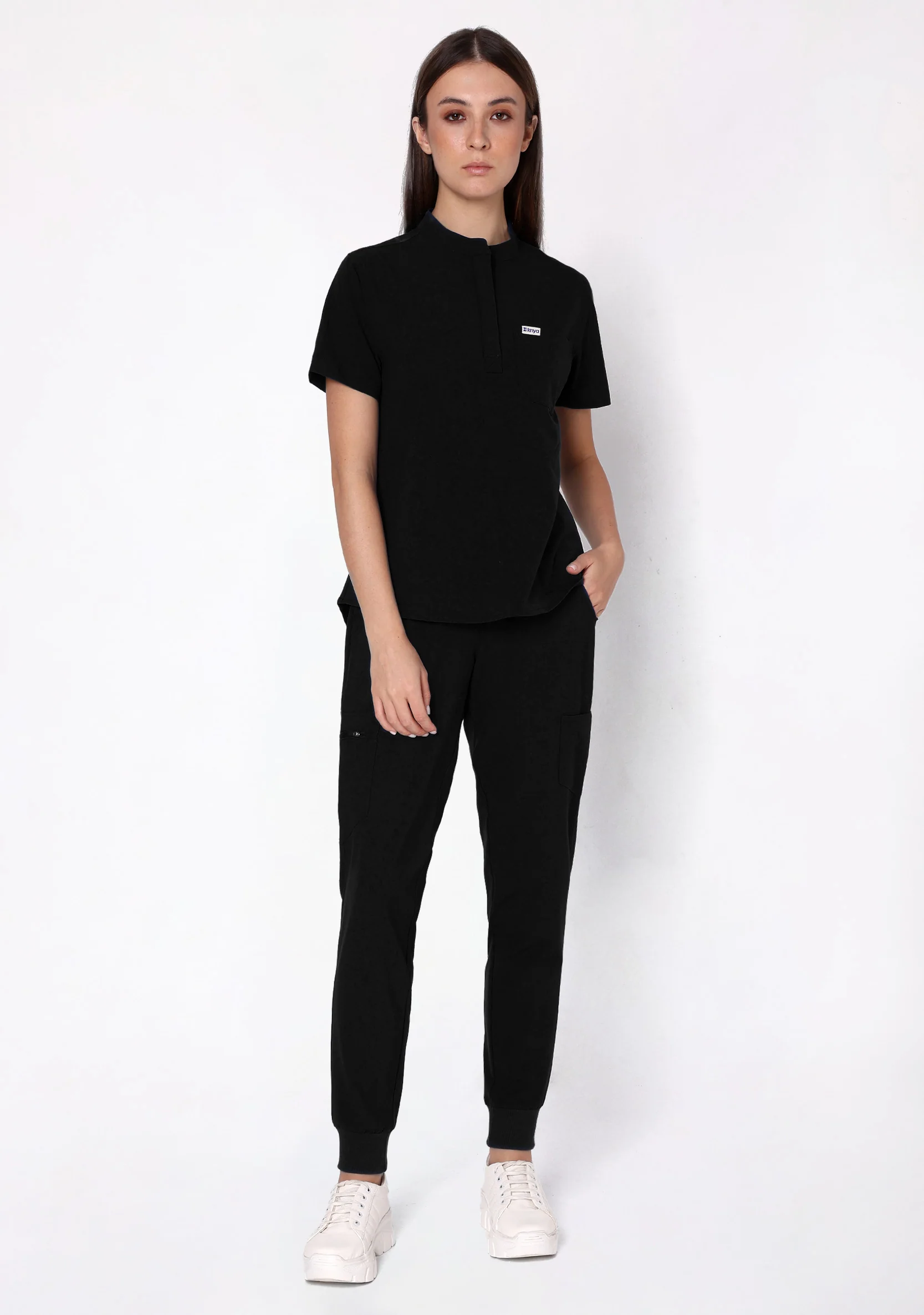 ecoflex™ Women's Mandarin Collar (Black) Scrubs