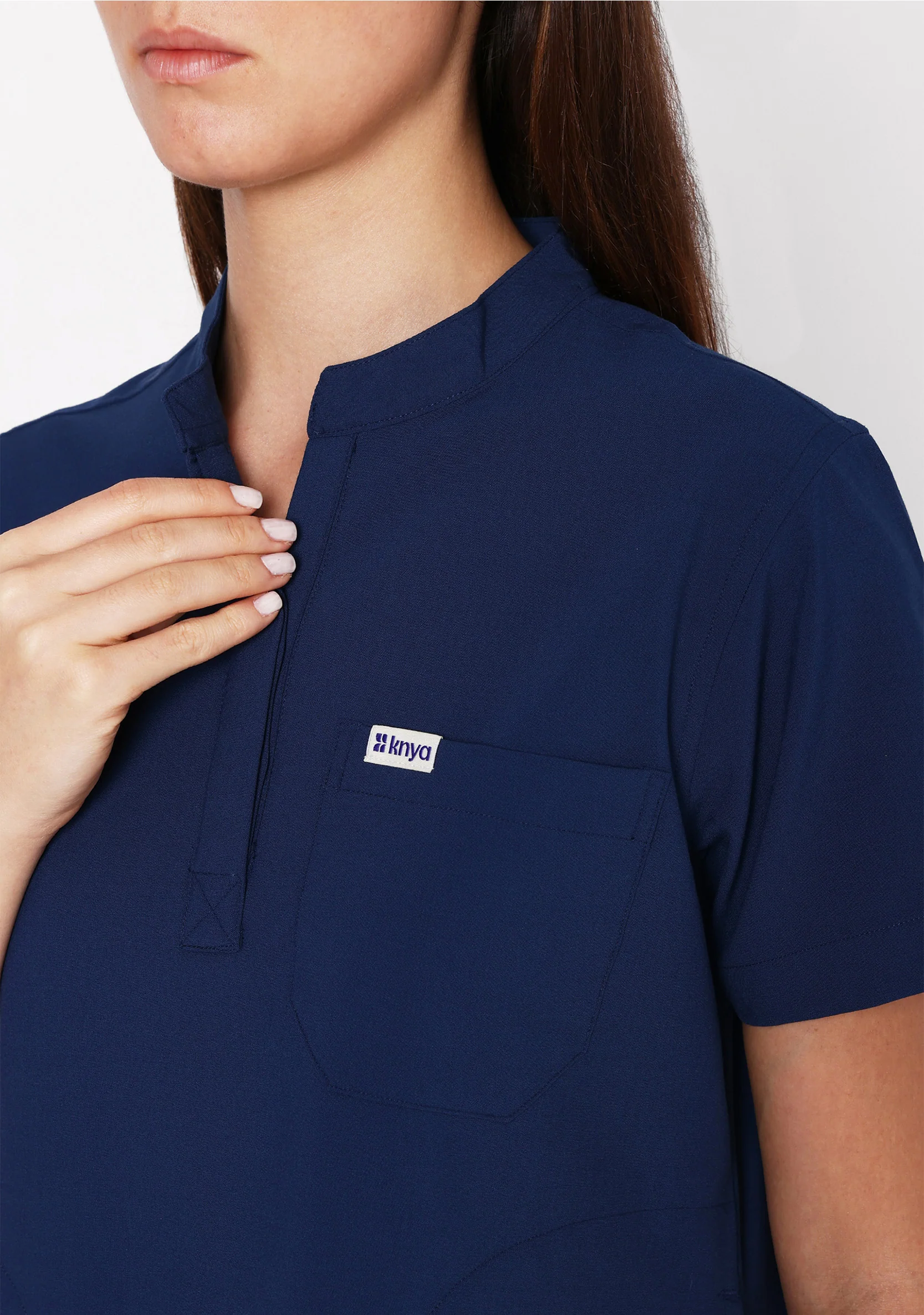 ecoflex™ Women's Mandarin Collar (Navy) Scrubs - Image 2