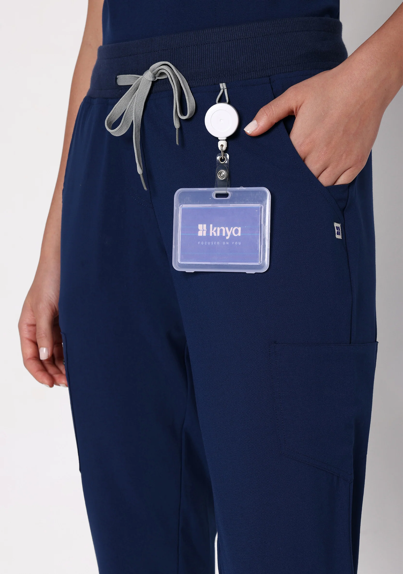 ecoflex™ Women's Mandarin Collar (Navy) Scrubs - Image 4