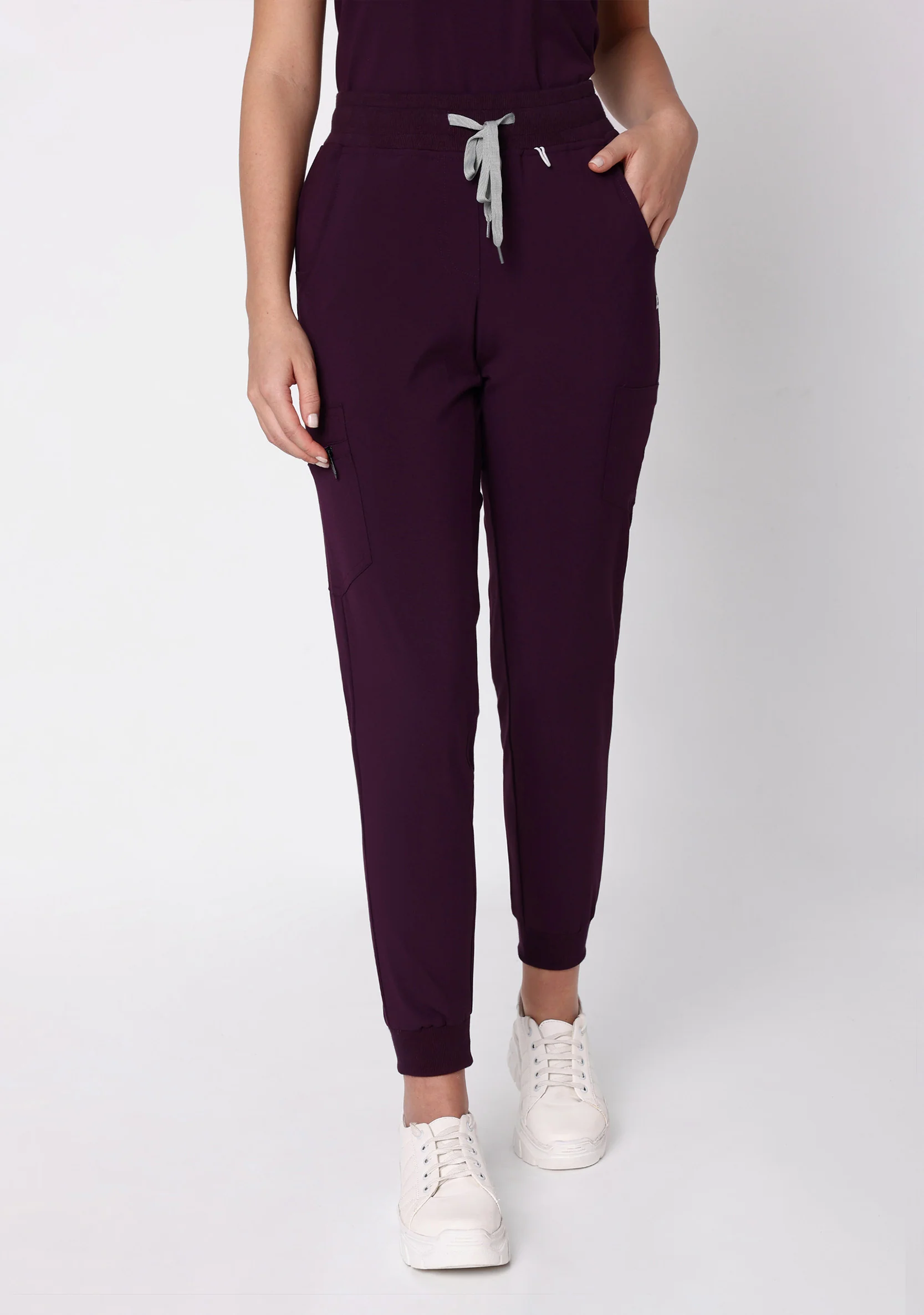 ecoflex™ Women's Mandarin Collar (Wine) Scrubs - Image 4