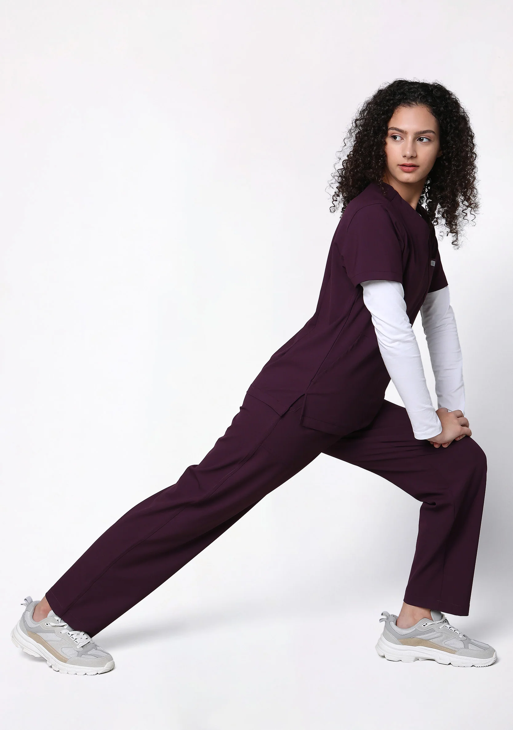 ecoflex™ Women's V-Neck (Wine) Plus Size Scrub - Image 5