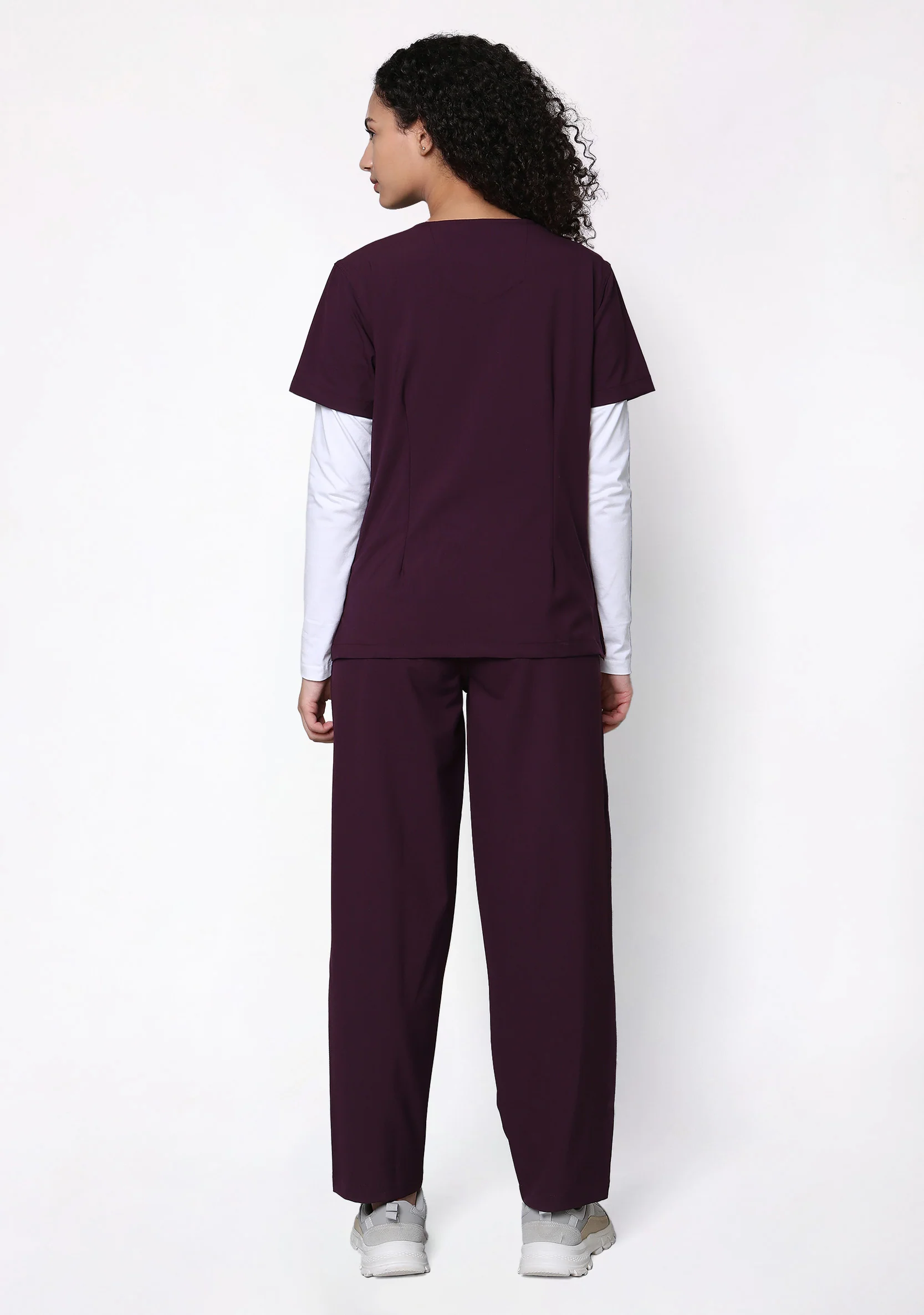 ecoflex™ Women's V-Neck (Wine) Plus Size Scrub - Image 6